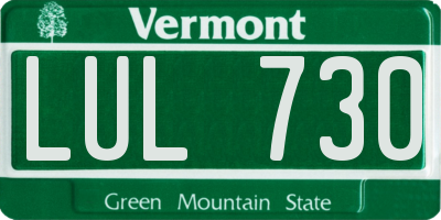 VT license plate LUL730