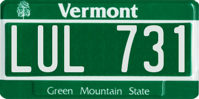 VT license plate LUL731