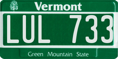VT license plate LUL733