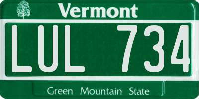 VT license plate LUL734