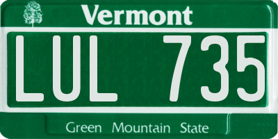 VT license plate LUL735
