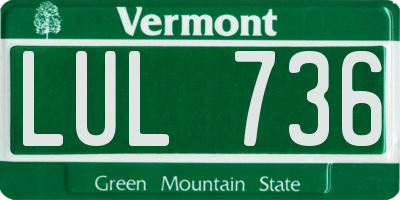 VT license plate LUL736