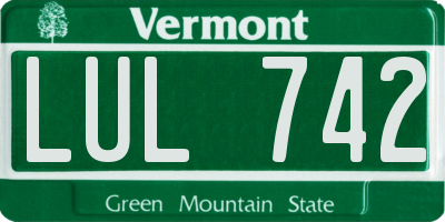 VT license plate LUL742