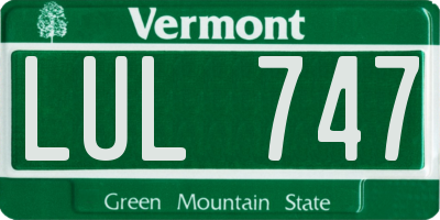 VT license plate LUL747