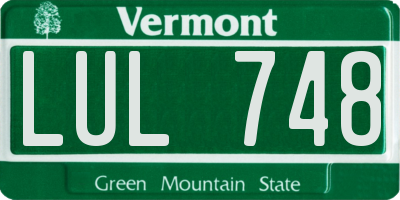 VT license plate LUL748