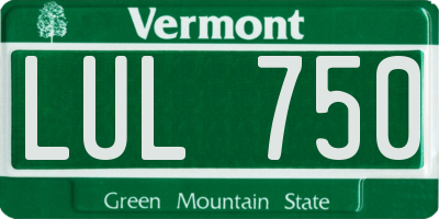 VT license plate LUL750