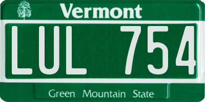 VT license plate LUL754