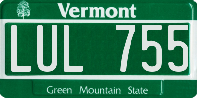 VT license plate LUL755