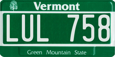 VT license plate LUL758