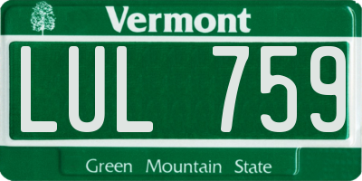 VT license plate LUL759