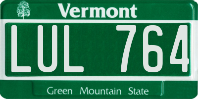 VT license plate LUL764
