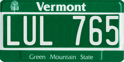 VT license plate LUL765