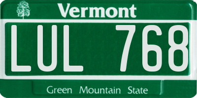 VT license plate LUL768