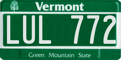 VT license plate LUL772