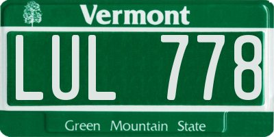 VT license plate LUL778