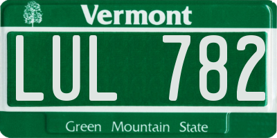 VT license plate LUL782