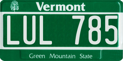 VT license plate LUL785