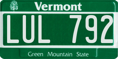VT license plate LUL792
