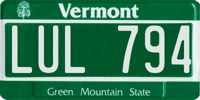 VT license plate LUL794