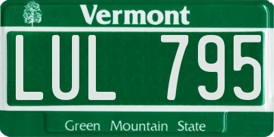 VT license plate LUL795