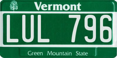 VT license plate LUL796