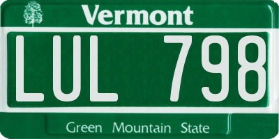 VT license plate LUL798