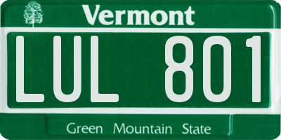 VT license plate LUL801