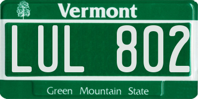 VT license plate LUL802