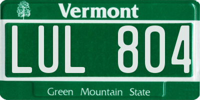 VT license plate LUL804
