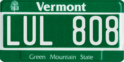 VT license plate LUL808