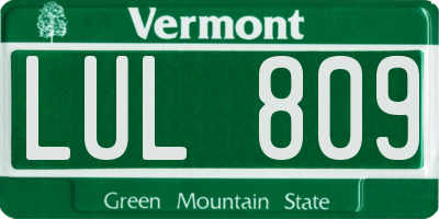 VT license plate LUL809
