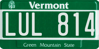 VT license plate LUL814
