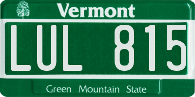 VT license plate LUL815