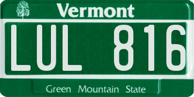 VT license plate LUL816