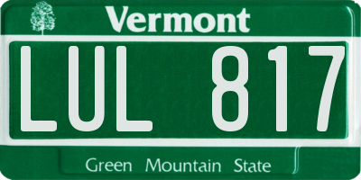 VT license plate LUL817