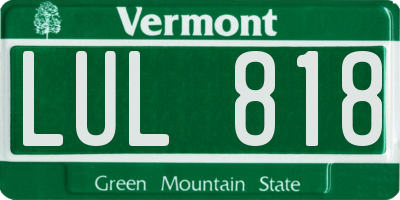 VT license plate LUL818