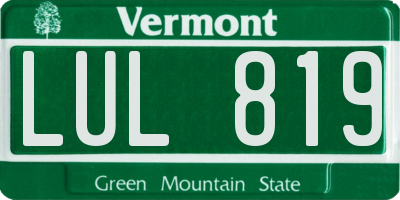 VT license plate LUL819