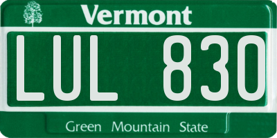 VT license plate LUL830