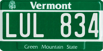 VT license plate LUL834