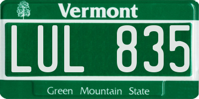 VT license plate LUL835