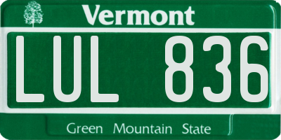 VT license plate LUL836