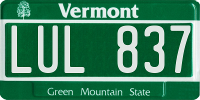 VT license plate LUL837