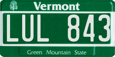 VT license plate LUL843