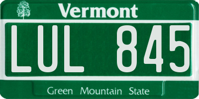 VT license plate LUL845