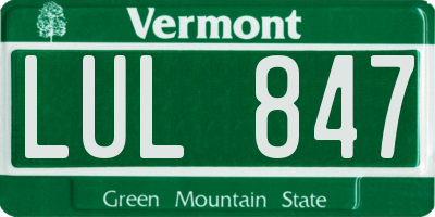 VT license plate LUL847