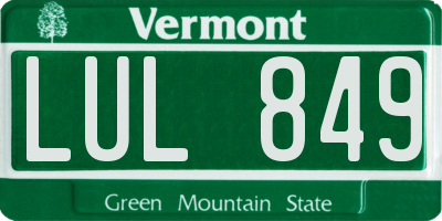 VT license plate LUL849