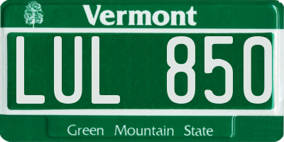 VT license plate LUL850