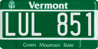 VT license plate LUL851