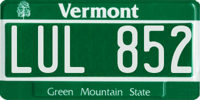 VT license plate LUL852