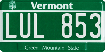 VT license plate LUL853